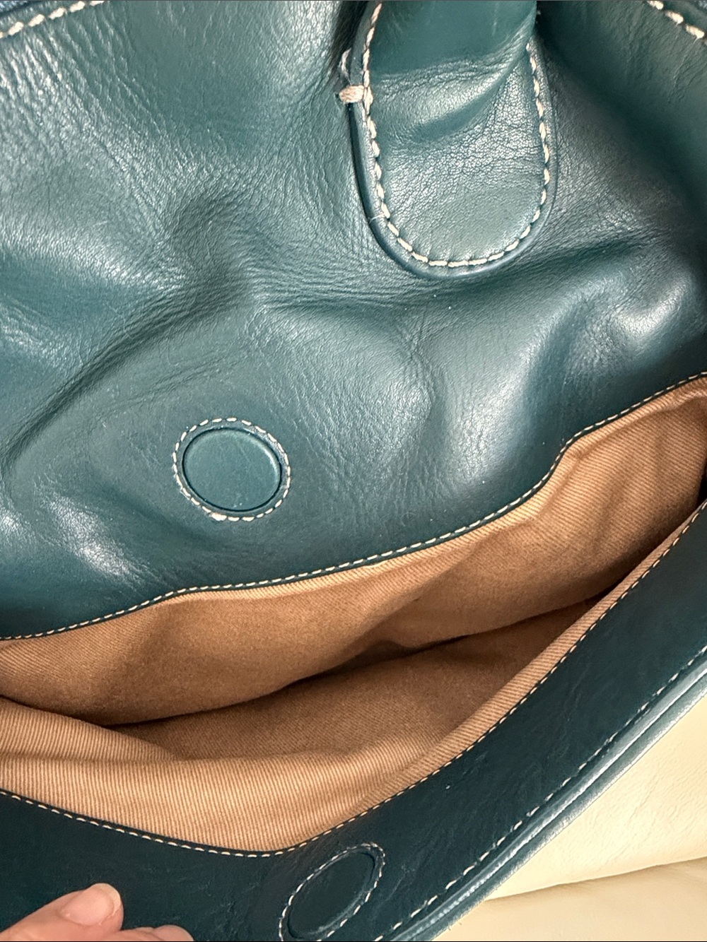 Talbots Beacon Hill domed satchel in a gorgeous teal leather & silver hardware - Picture 8 of 15